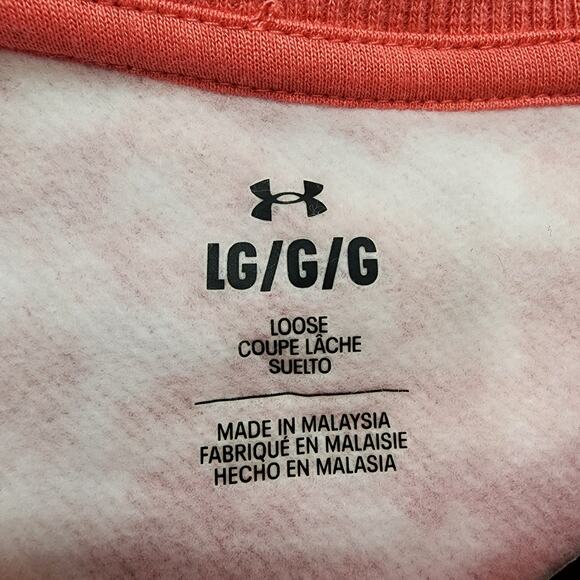 NEW Under Armour UA Sweatshirt Women L Calypso Pink Camo Rival Fleece Crop Loose - Picture 3 of 10